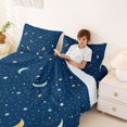 thumbnail image 3 of Manfei Sparkle Stars Print King Sheets,Night Starry Sky Bedding,Navy Yellow,4-Piece,1 Flat Sheet,1 Fitted Sheet and 2 Pillowcases, 3 of 6