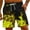 Yellow-C, variant on Penkiiy Carnivals Shorts, Men's Flame Printing Special Print Beach Casual Trouser Shorts Pant S Green