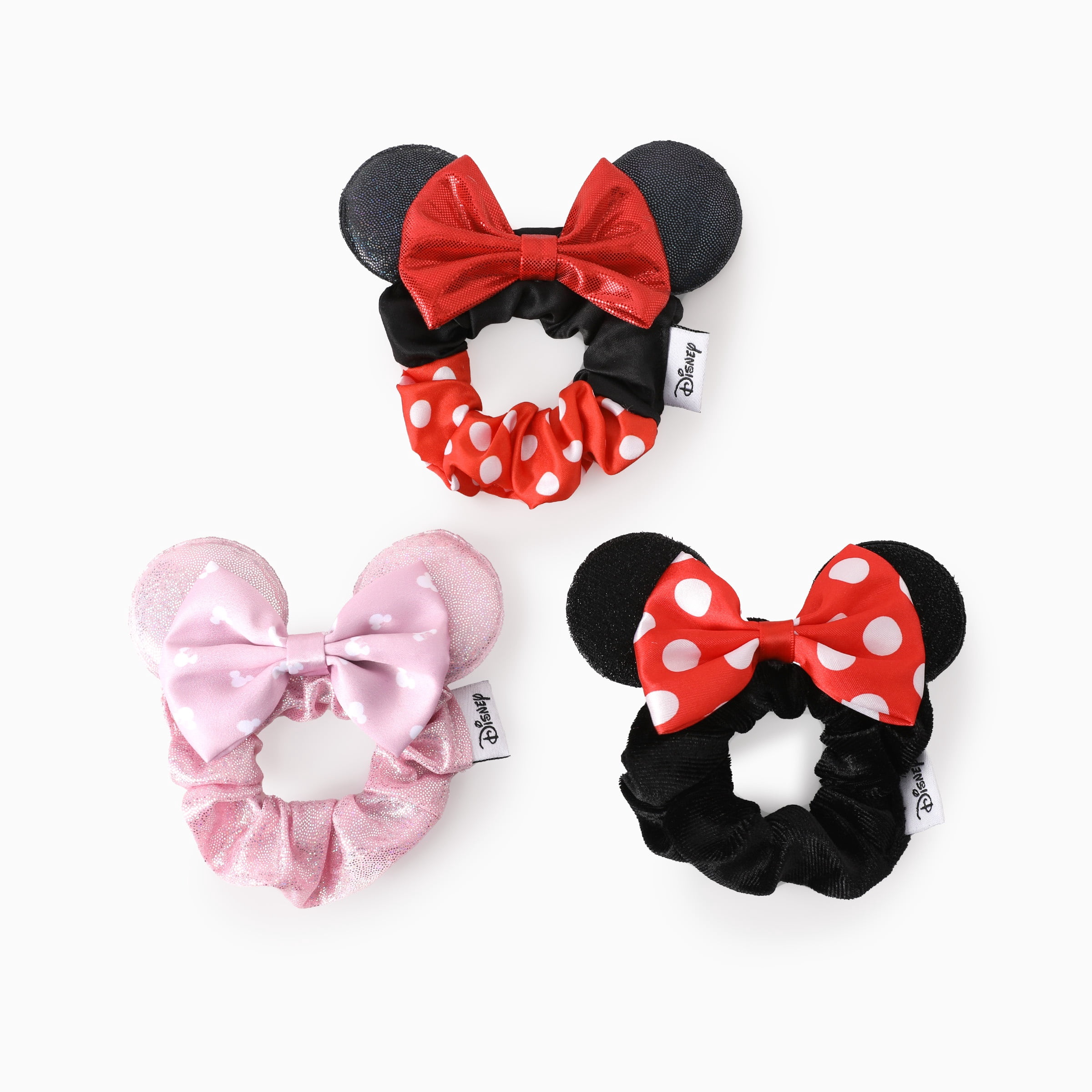 Disney Minnie Mouse Girls Scrunchies 3 Pack Hair Ties Back to School Gift