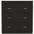 thumbnail image 3 of Modern 3 Drawer Dresser, Double Chest of Drawers with Storage, Clothing Organizer with Cut-Out Handle, Dresser Chest, Wood Storage Cabinet for Living Room, Bedroom, Hallway, Black, 3 of 7