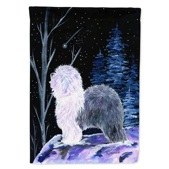 Carolines Treasures SS8401-FLAG-PARENT Starry Night Old English Sheepdog Flag multicolor