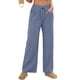 thumbnail image 1 of Amzcrzy Pantalones Mujer A Rayas Informales Cintura Alta Cordón Elástico Tipo Bóxer Cómodos Holgados Anchos Con Bolsillos Tallas S-2XL Azul, 1 of 8