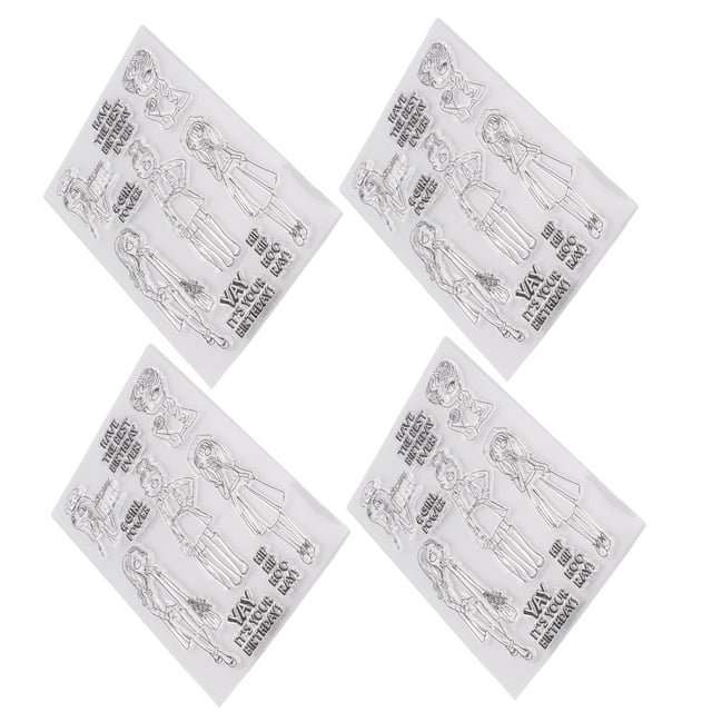 Fournitures pour Fabrication de Cartes, 4 Pcs Tampons Transparents pour Artisanat Performance Finement Réglée
