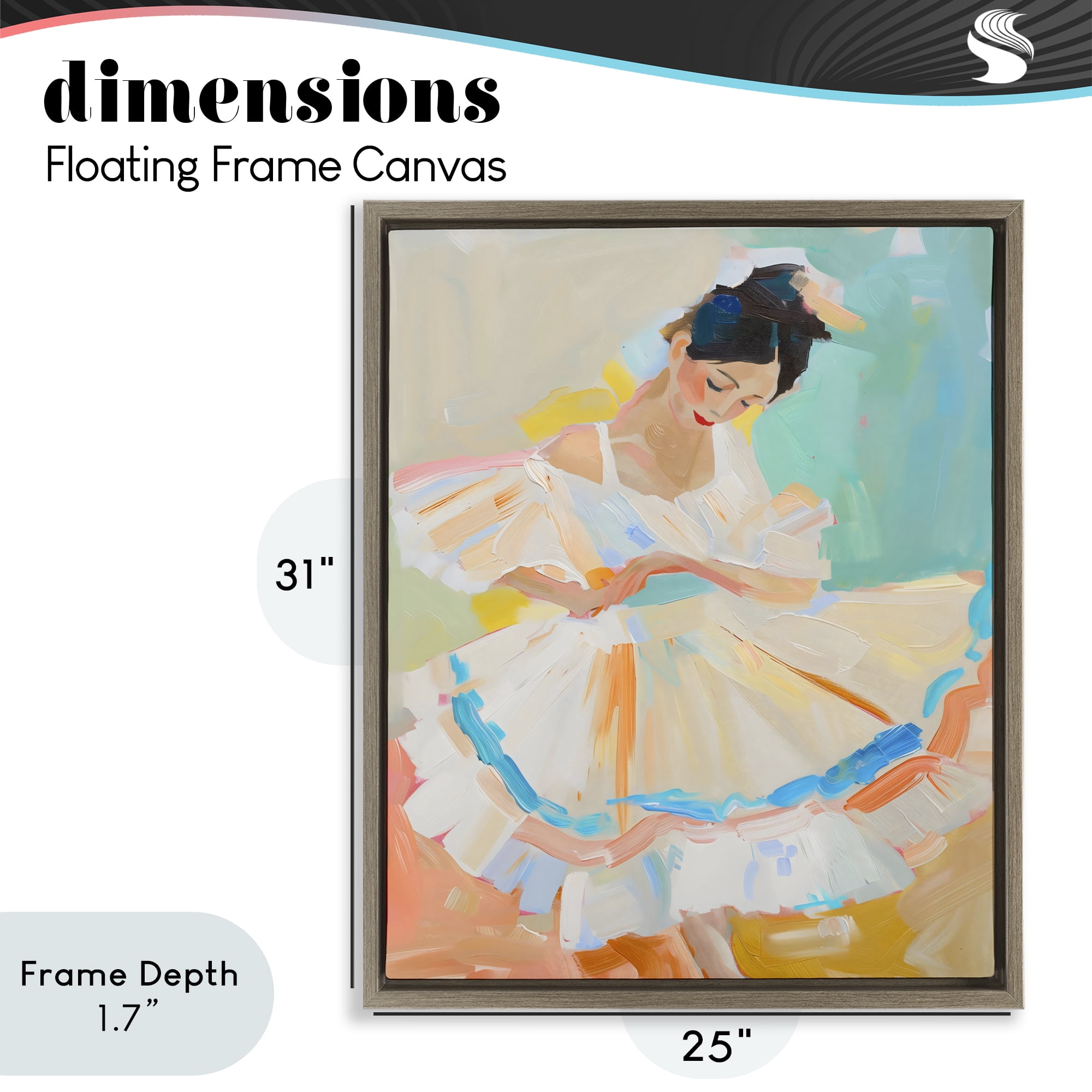 Stupell Industries Dancer with Flowing Dress Brown Framed Floater Canvas Wall Art, design by The Prints Vibe