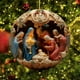thumbnail image 5 of Decoraciones navideñas, adornos navideños, regalos de Navidad. Colgante circular con efecto de bendición de nacimiento y visión estereoscópica navideña. Adornos para coche., 5 of 6