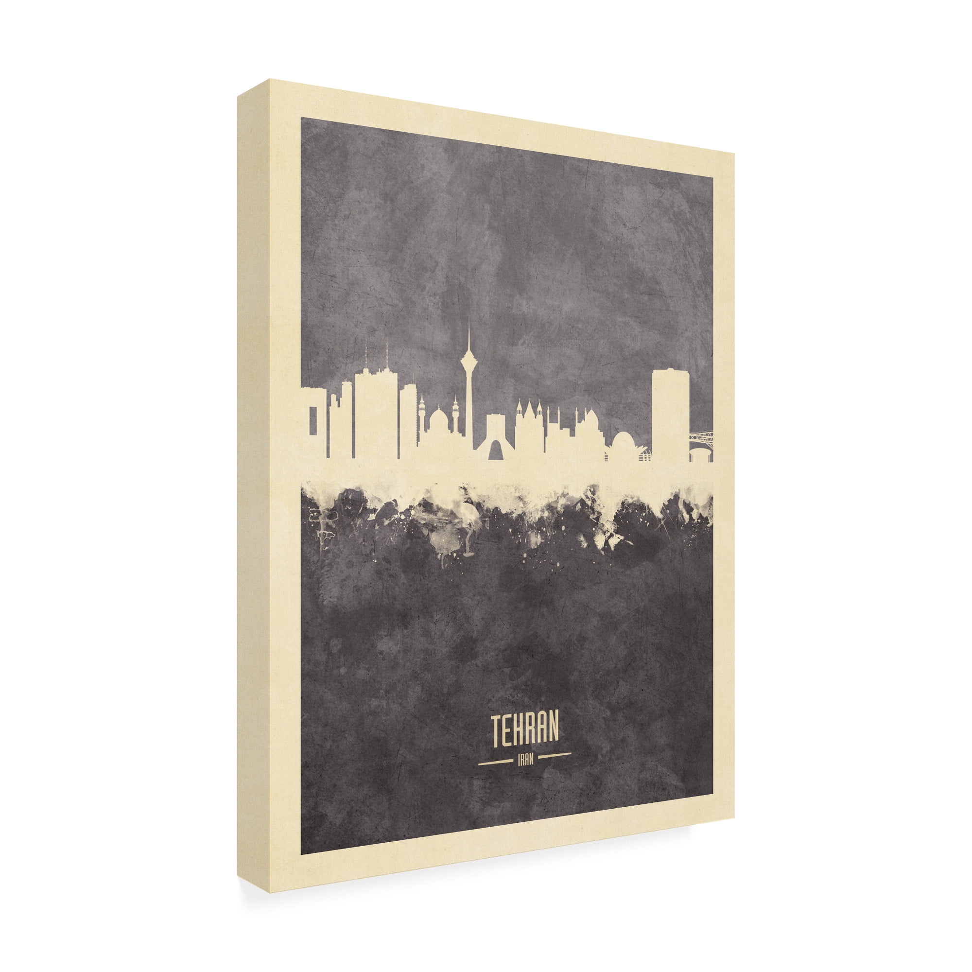 Trademark Fine Art 'Tehran Iran Skyline Gray' Canvas Art by Michael Tompsett