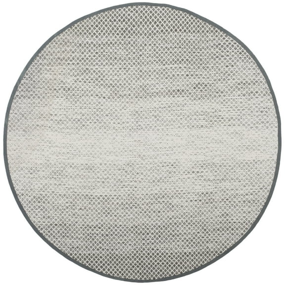 SAFAVIEH Montauk Vaughn Geometric Cotton Area Rug, Light Grey/Ivory, 8' x 8' Round