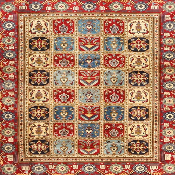 Ahgly Company Machine Washable Indoor Square Contemporary Red Area Rugs, 7' Square