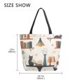 thumbnail image 5 of FORMRS Womens Canvas Tote Bag with Zipper Inner Pocket Shoulder Handbag, Cats Reading Pattern, 5 of 7