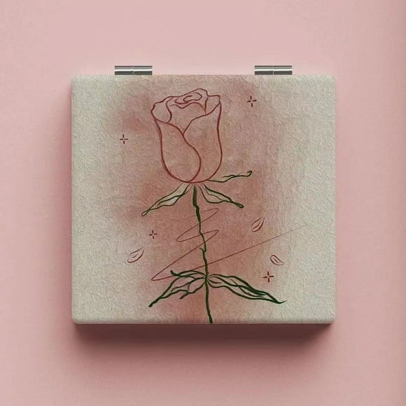 Espejo romántico en forma de tulipán con espejo de maquillaje plegable de mano de doble cara para estudiantes