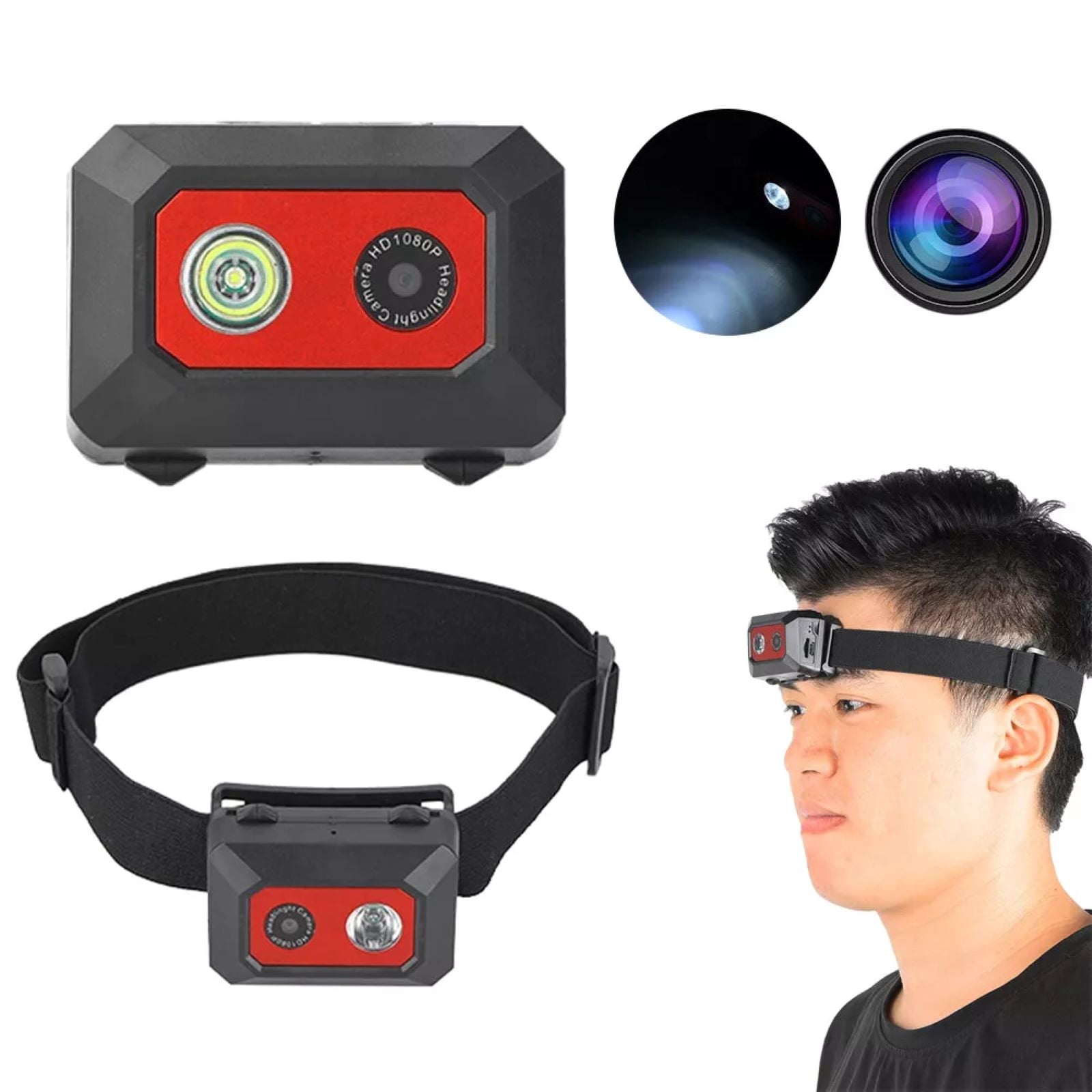 JIAHAOO All-in-One Headlamp Camera for Safety - SOS Function, English Controls, Easy Operation