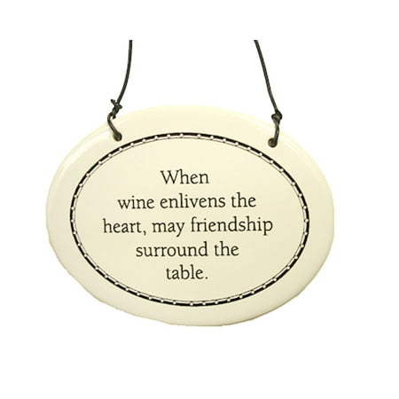 Midwest 6" Wine Enlivens The Heart Friendship Christmas Ornament - White