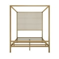 thumbnail image 5 of Euroco Metal Queen Size Canopy Bed with Upholstery Headboard, Gold, 5 of 7