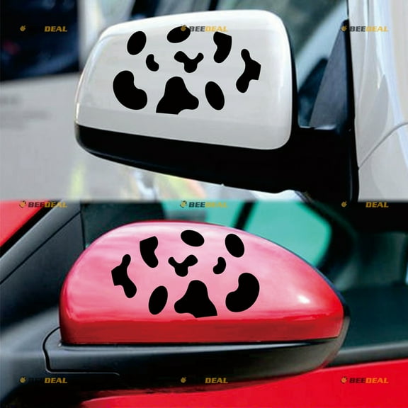Dairy Cattle Cow Style Black Car Side Mirror Rearview Sticker Decal Vinyl - Pair Mirror Images Reversed Black 6" - For Car Truck RV Bumper Window Die Cut No Background