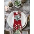 thumbnail image 2 of Christmas Poinsettia Cloth Napkins Set of 6 Reusable Dinner Napkins, Xmas Eucalyptus Botanical Red Cocktail Napkin Washable Table Napkins for Wedding/Holiday Party/Baby Shower 20"x20", 2 of 7