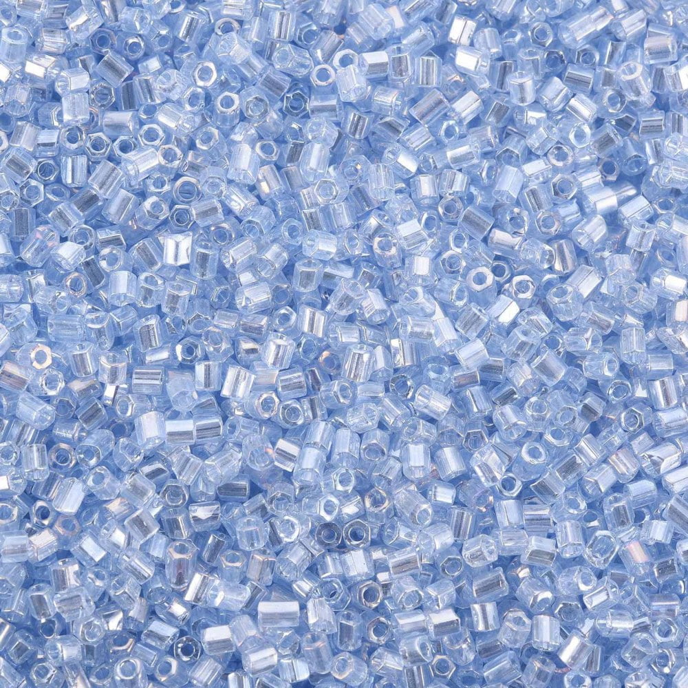 Glass Bugle Beads Transparent Colours Luster Light Steel Blue 2.5~3x2mm Hole: 0.9mm 15000pcs/pound