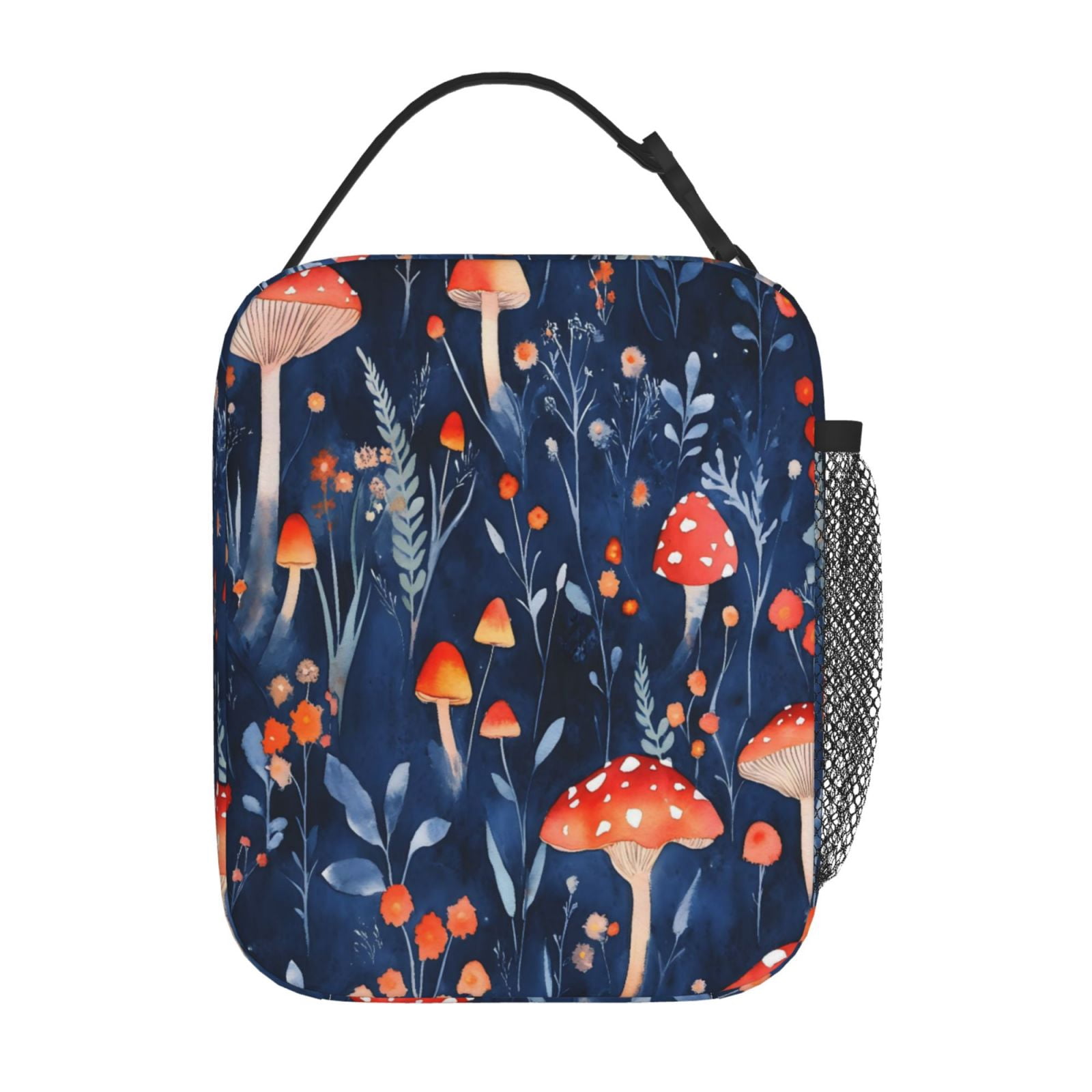 Lunch Bag For Women Men Insulated Portable Lunch Box Bento Box Office Picnic Travel Cooler Bag Red Mushrooms Coprinopsis Atramentaria