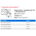 thumbnail image 2 of Exhaust System - Compatible with 1975 - 1986 Chevy K10 1976 1977 1978 1979 1980 1981 1982 1983 1984 1985, 2 of 2
