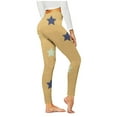 thumbnail image 3 of QATAINLAV Women Basic Workout Yoga Leggings Stars Printed High Waisted Tight Pants Tummy Control Butt Lift Running Legging Bottoms Today Prime Sales Yellow XXL, 3 of 7