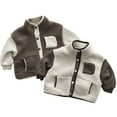thumbnail image 5 of LYMAYTER Kids Unisex Fleece Jacket Girls Boys Solid Color Long Sleeve Outerwear Toddler Winter Warm Thickened Coats for 9 Months - 7 Years, 5 of 10