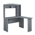 thumbnail image 4 of Modern L-Shaped Desk with Hutch, Solid Wood Computer Desk with Storage Shelves, Storage Corner Desk for Study Room, Easy Assembly, Grey, 4 of 7