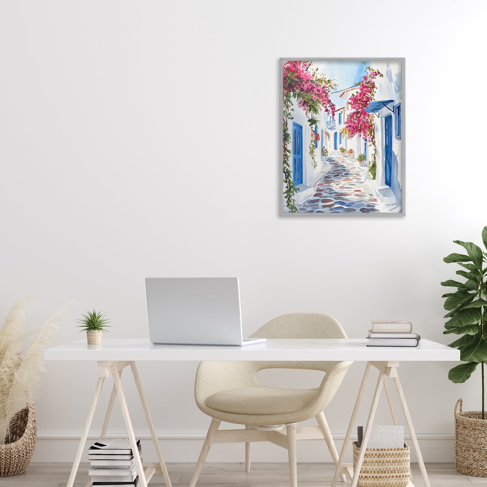 Stupell Industries Santorini Stone Street Pathway Gray Framed Giclee Art, design by LSR Design Studio