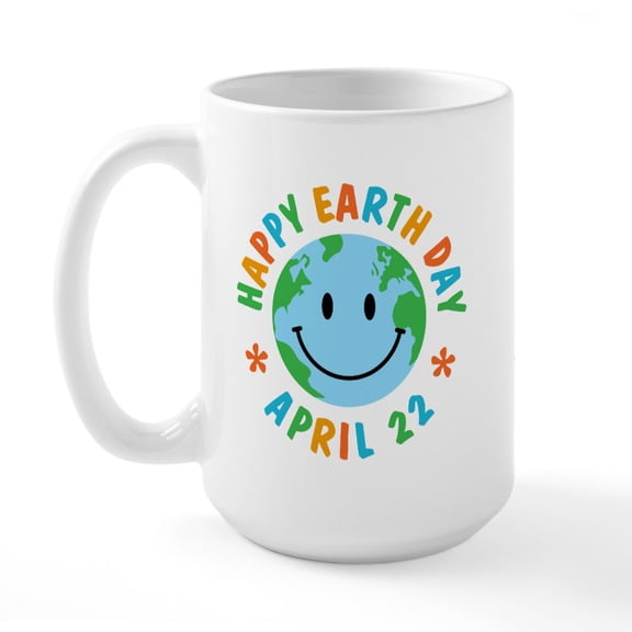 CafePress - Happy Earth Day Large Mug - 15 oz Ceramic Large White Novelty Mug