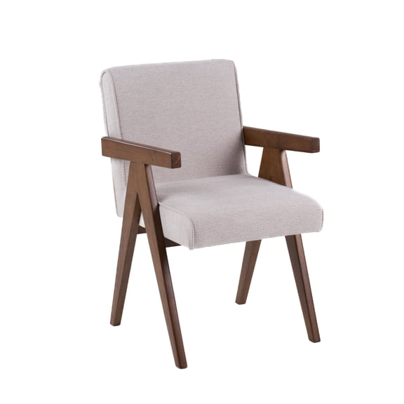 Joseline - Modern Beige Fabric Walnut Dining Chair (Set of 2)