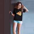 thumbnail image 2 of ZCFZJW Funny Pizza and Slice Print Matching T-Shirts for Her Him Short Sleeve Women Men Casual Round Neck Couple Shirts Loose Valentine's Tops Beach Hawaiian Blouse Black Women-M, 2 of 6