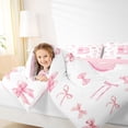 thumbnail image 3 of Castle Fairy Pink Bow Letter B Twin Comforter Sets 3-Piece for Girls,Ribbon Bowtie Princess Bedding Set,Pink Reversible, 3 of 6