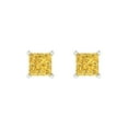 thumbnail image 3 of 1.5 Ct Princess Cut Studs Yellow Natural Citrine 18K White Solid Solid Gold Everyday Dainty Earrings Push Back, 3 of 7
