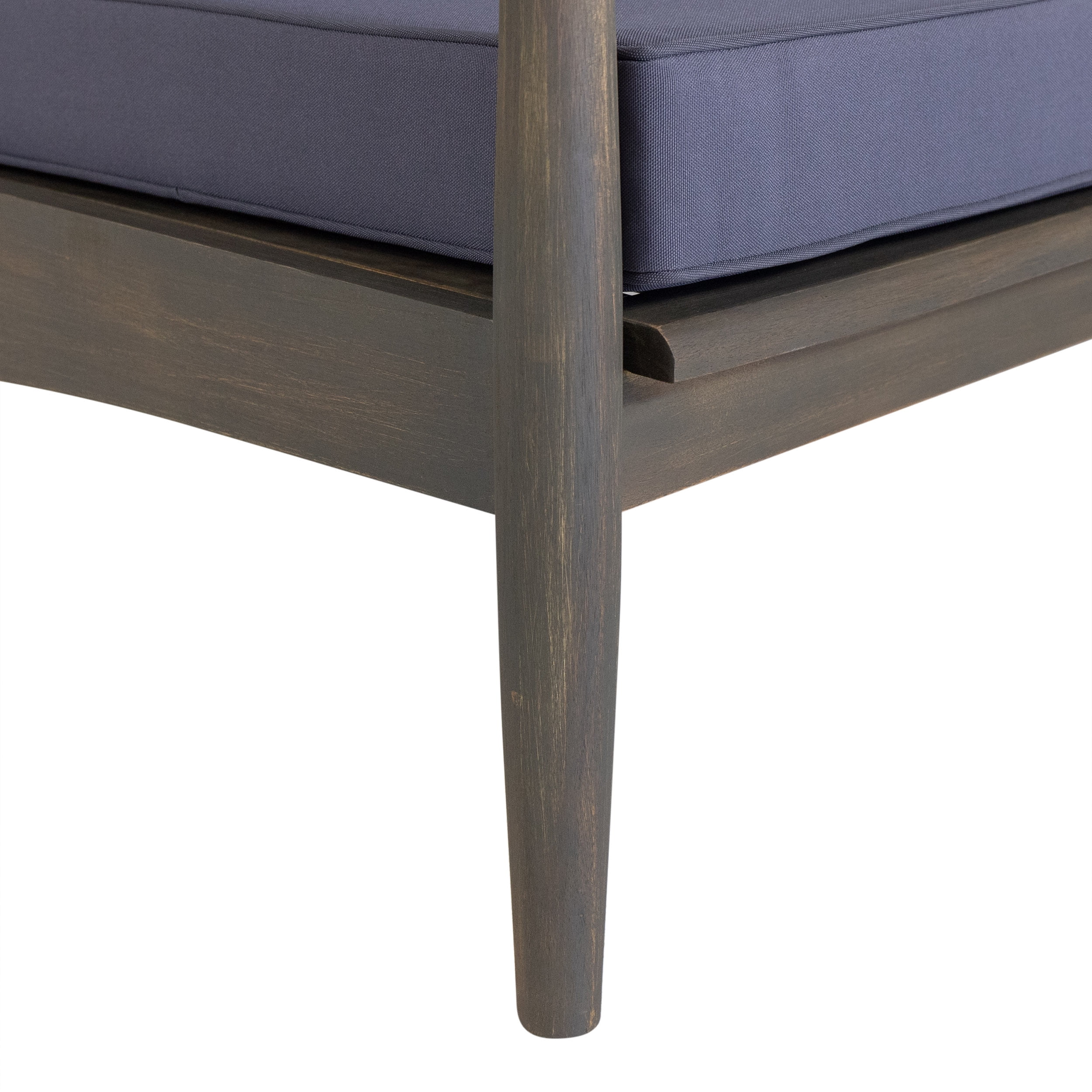 Greta Acacia Wood 4-Piece Outdoor Chat Set with Dark Gray Cushions, Gray