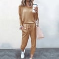 thumbnail image 2 of JGGSPWM 2 Piece Sweatsuits for Women Casual Active Wear Outfit Jogger Set Fall Fashion 2024 Matching Pajama Pjs Lounge Wear Khaki XXXXXL, 2 of 5