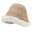 thumbnail image 2 of Holloyiver Women's Hat Winter Solid Color Plush Bucket Cute And Warm Caps Hunting Fishing Hat, 2 of 6