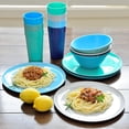 thumbnail image 4 of GHSDFBB 18 Piece Plastic Kitchen Dinnerware Set, Plates, Dishes, Bowls, Cups, Service for 6 (Coastal Colors), 4 of 5