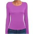 thumbnail image 4 of idosla Women's Boat Neck Tops Long Sleeve Shirts Casual Fitted Tee Shirts Solid Color Fall Basic Clothes (Purple, XXL), 4 of 6