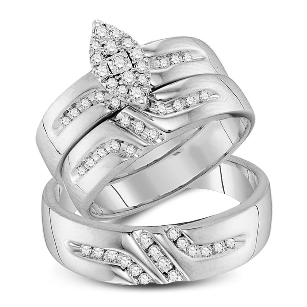 Saris and Things 10kt White Gold His Hers Round Diamond