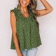 thumbnail image 4 of Moda mujer Casual impreso camiseta Base chaleco sin mangas cuello cuadrado volantes Tops blusa Fridja qr1761, 4 of 7