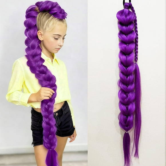 Peluca con extensión de coleta y coleta de color para mujer, accesorios para cabello oscuro para fiestas de Halloween, festivales, etc. 66 cm (26 pulgadas).