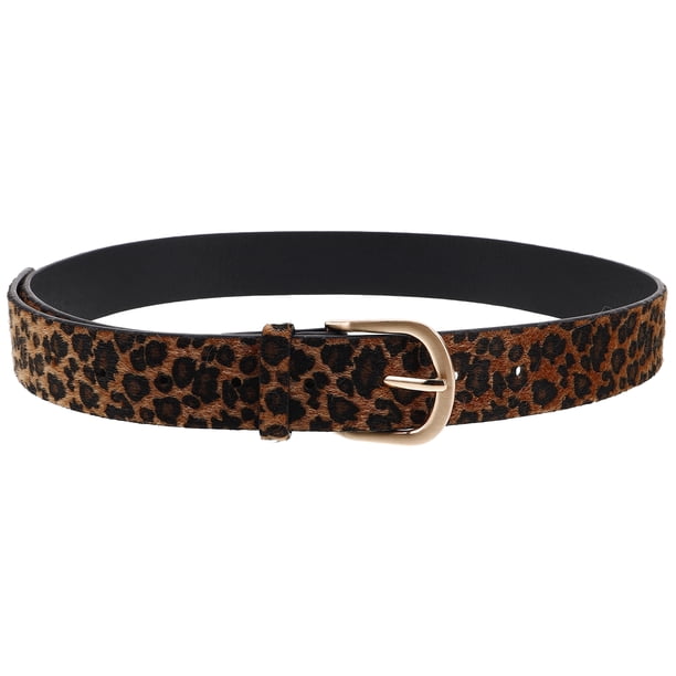 Cinturón ancho con estampado de leopardo para mujer, cinturón con estampado Animal, cinturón ajustable de PU sintética con hebilla dorada para vestidos y pantalones vaqueros