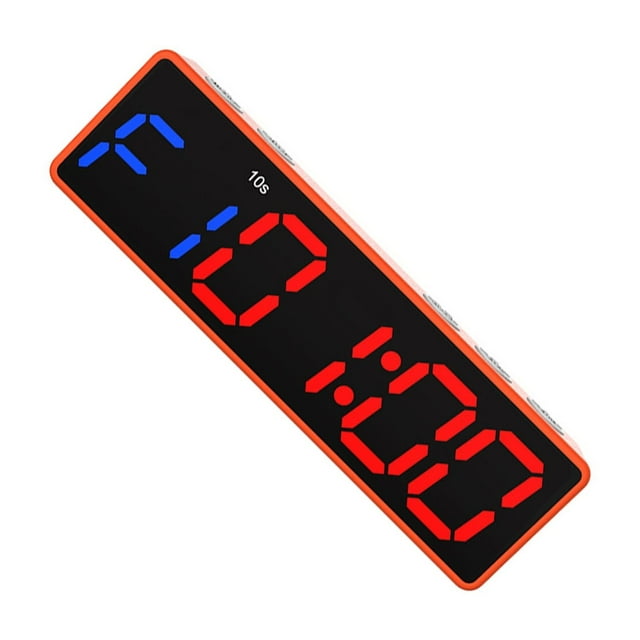 Bearachild El reloj magnético del gimnasio del contador de tiempo del intervalo personalizado para el control remoto incorporado del gimnasio en Electrónica marco naranja Fuente azul y roja.