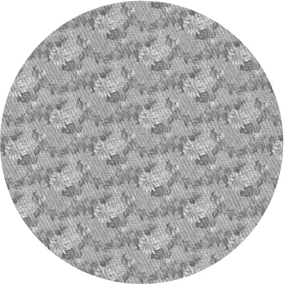 Ahgly Company Machine Washable Indoor Round Transitional Gray Area Rugs, 7' Round