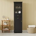 thumbnail image 3 of Sesslife 63" Tall Bathroom Storage Cabinet, Modern Floor Cabinet Organizer Unit with 2 Doors and 2 Drawers, Freestanding Storage Tower Cabinet Sideboard Buffet Cabinet for Bathroom Dining Room, Black, 3 of 12
