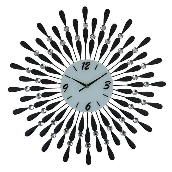 Three Star Import & Export YC780 24 in. Round Wall Clock, Black Droplets