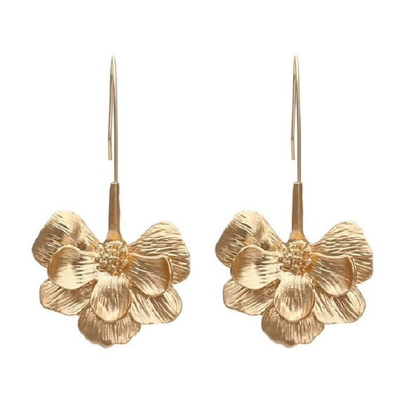 LongcreekX Flower Statement Earrings for Women, Flower Petal Earrings, Gold Floral Dangle Earrings Hypoallergenic, Cute Flower Earrings Studs, Golden Hawaiian Flower Drop Earrings