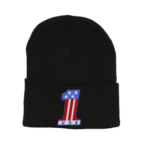 USA #1 Black Cuffed Beanie