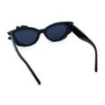 thumbnail image 7 of Womens Cat Eye Asymmetrical Rock Candy Crystal Runway Plastic Sunglasses All Black, 7 of 7