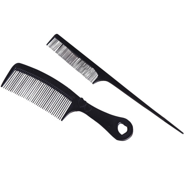 Set de 2 peines de peluquería: peine de pelo fino, peine de pelo de púas anchas, peine de corte negro, peine de peinado, peine de peluquería apto para todo tipo de cabello