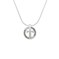 thumbnail image 2 of Delight Jewelry Silvertone Large Initial - T - Gymnastics Ring Charm Necklace, 18", 2 of 4