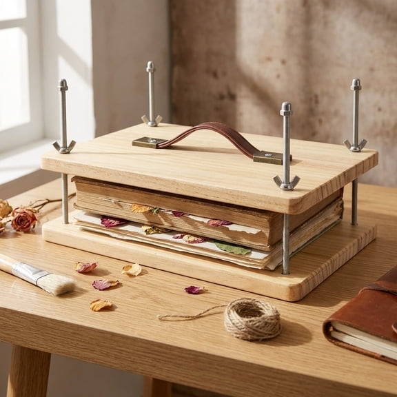 Atopoler Bookbinding Press Flower Press,Portable Quick and Easy Tool with Leather Handle for Beginners and Hobbyists,11.42 x 7.83 inches